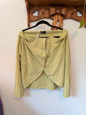 Light Green Off The Shoulders Button-Front Women's Top